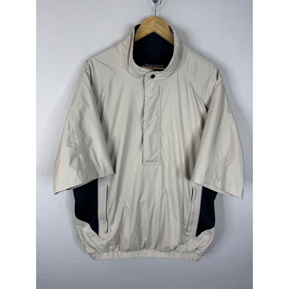 FootJoy DryJoys Golf Windbreaker Jacket Mens XL Tan Black‎ Short Sleeve Pullover